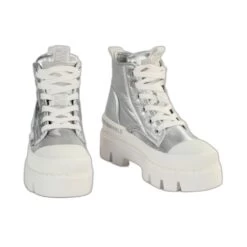 Bottines Femme Buffalo Raven Hi -Chaussures De Mode buffalo 1622225 silver white 4